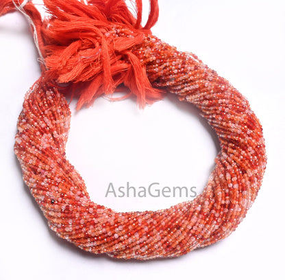 Beautiful Orange Carnelian Micro Faceted Beads,2 mm, Natural Carnelian Rondelle Shape Micro Cut Bead, Carnelian Shaded Beads, Jewelry Making