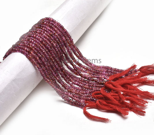 Beautiful Garnet Smooth Gemstone Beads, Natural Red Pink Garnet Plain Handmade Uneven Rondelle Shape Beads,12" Fine Garnet Bead Jewelry SALE