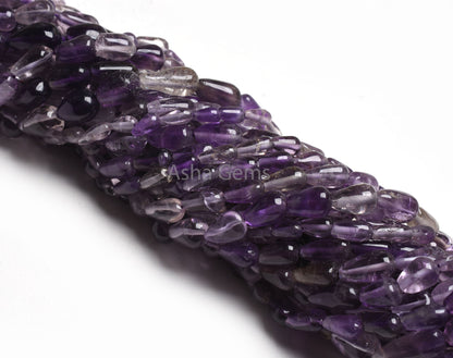 Shaded Purple Amethyst Smooth Drop Straight Drill Beads, Natural African Amethyst Plain Handmade Teardrop Gemstone Bead, Amethyst Bead Craft