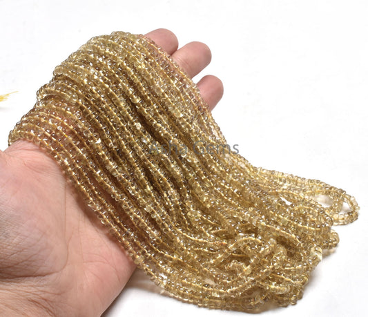 Beautiful Lemon Quartz Smooth Rondelle Shape Beads,18" Strand Natural Yellow Lemon Plain Hanmade Gemstone Beads Lemon beads for Jewelry Sale