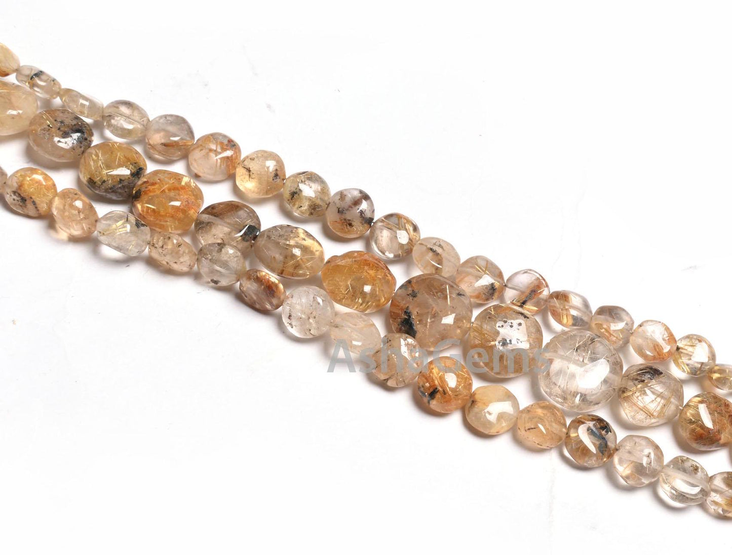 Beautiful Golden Rutile Quartz Smooth Coin handmade Beads,8" Yellow Rutile Coin Shape Straight Drill Gemstone Rutile Bead Jewelry Craft SALE