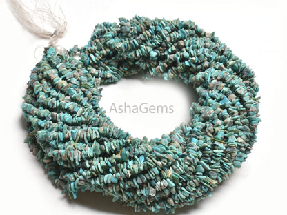 Natural Sleeping Beauty Turquoise Uncut Chip Gemstone Beads,34" Blue Turquoise smooth raw rough Tiny Arizona Turquoise Chip Beads Jewelry
