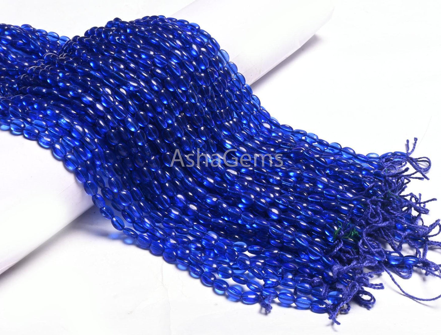 13" Strand Beautiful Royal Blue Color Hydro Smooth Oval Shape Beads,5.5-7.5 mm Blue Hydro Plain Handmade Oval Bead Jewelry Making Craft SALE