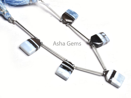 Beautiful Blue Boulder Opal Smooth Gate Shape Beads,12-18mm Opal fancy Side Drill Gemstone Beads, Blue Boulder Opal Beads Jewelry Handicraft
