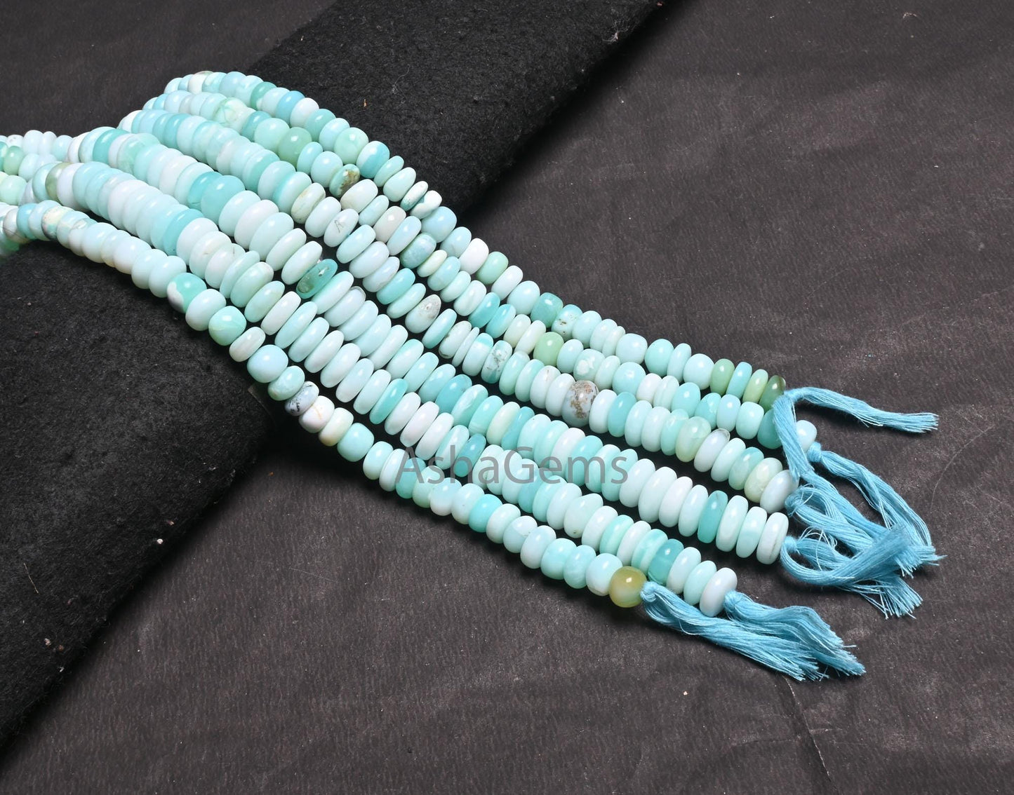 Beautiful Sky Peru Blue Opal Smooth Flat Rondelle Gemstone Loose Beads, Fine Shaded Blue Opal Plain Handmade Opal Beads Jewelry making Craft
