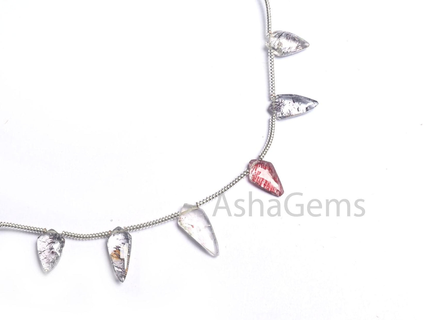 Fine Quality Black Rutile fancy Long Kite Shape Gemstone Beads,8" AAA Sri Lanka Rutilated Quartz Side Drill Briolette Rutile Beads Jewelry