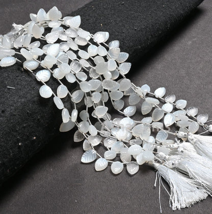 Natural White Moonstone fancy Leaves Carving Handmade Beads, AAA Quality Moonstone Carved Pear Briolette Teardrop Gemstone Bead Jewelry SALE