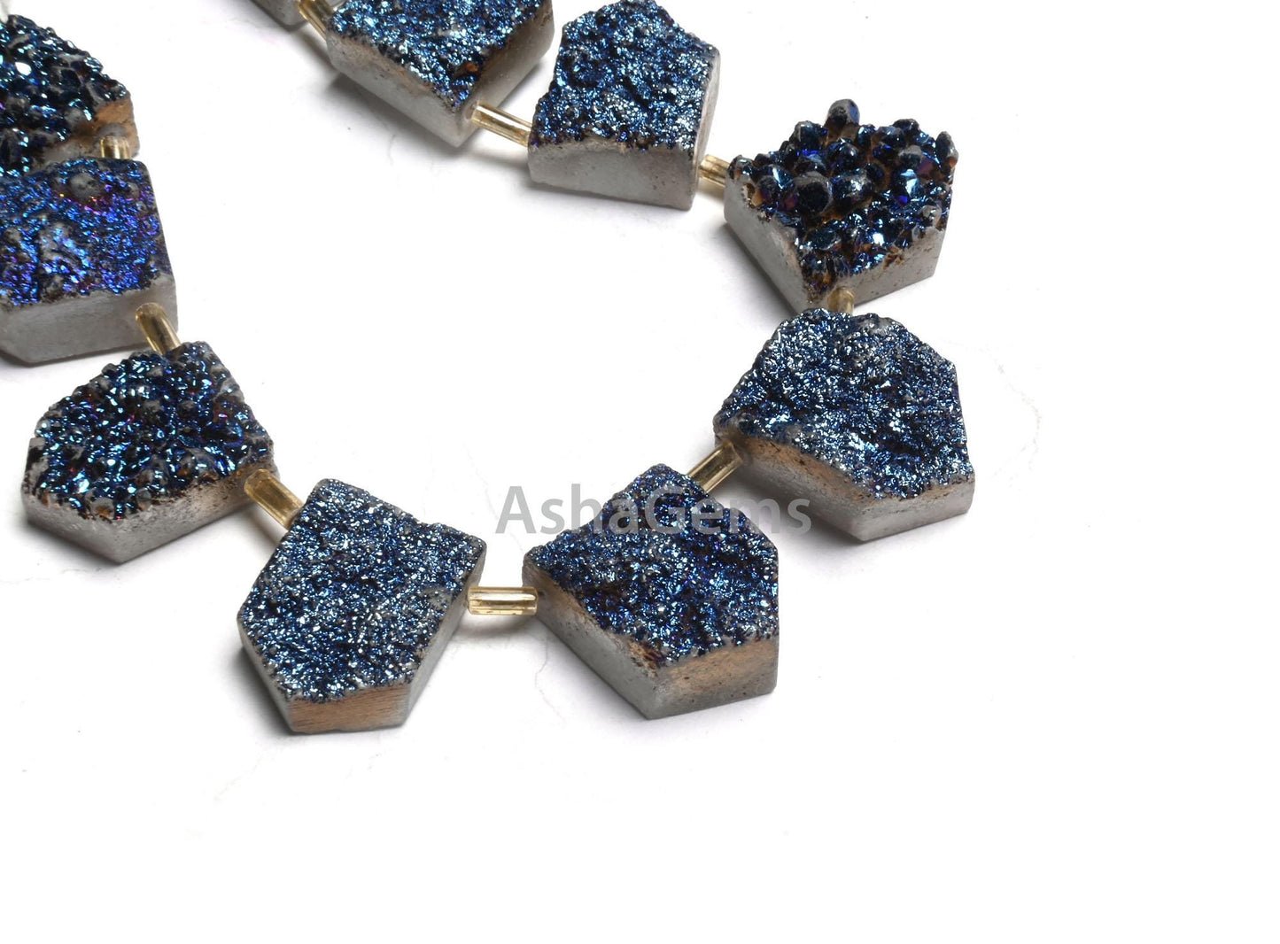 Titanium Mystic Blue Coated Druzy Fancy Gate Shape Gemstone Loose Beads, Drusy Fancy Shape Raw Slice Titanium Druzy Beads Jewelry Craft SALE