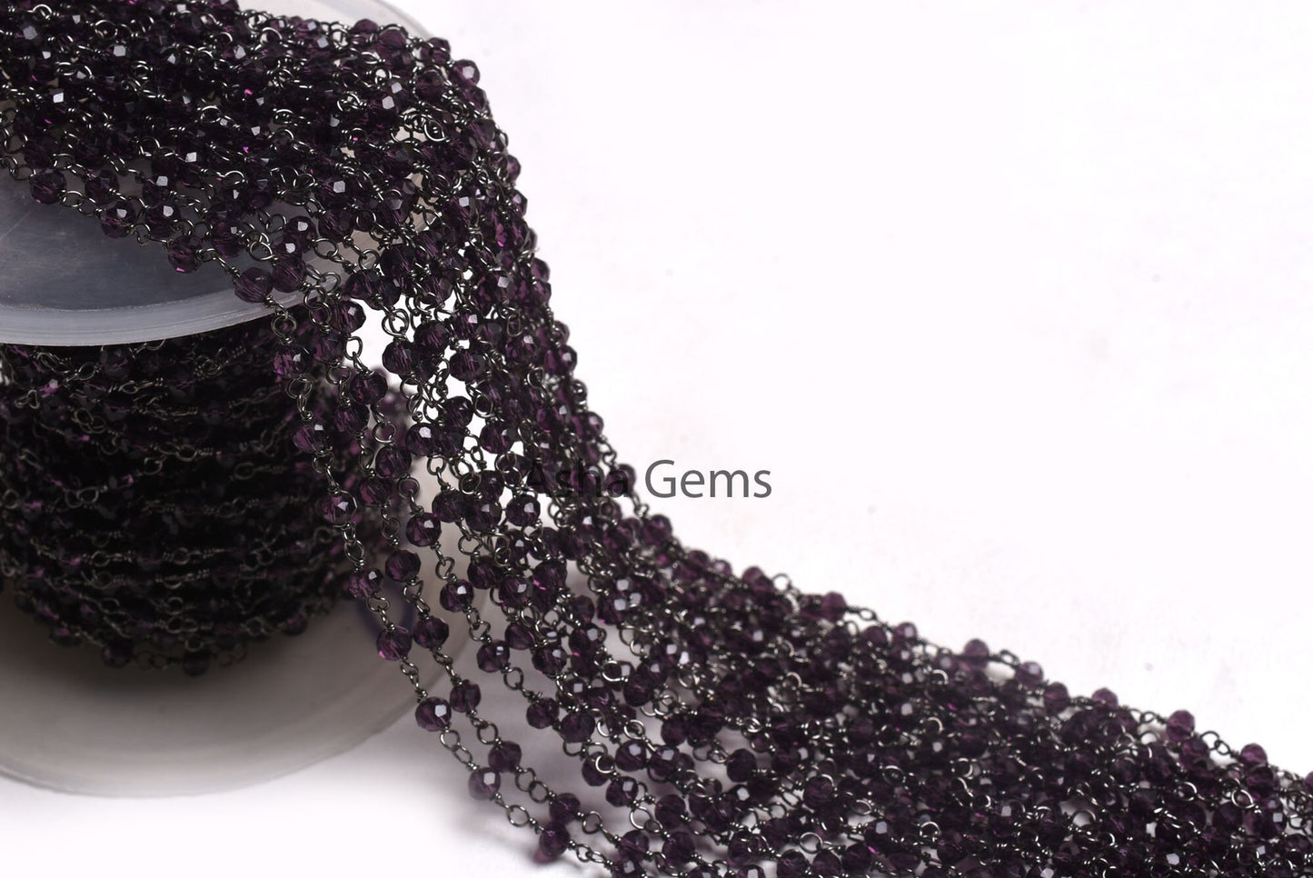 Purple Amethyst Hydro Faceted Rondelle Beads Rosary Chain 1-50 Feet Purple Crystal Black Plated Gunmetal Wire Wrap Chains Jewelry Craft SALE