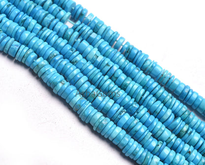 AAA Turquoise Howlite Smooth Tyre Shape Beads,5-5.5 mm Blue Turquoise Plain Handmade Tyre Shape Gemstone Beads For Jewelry Making Craft SALE