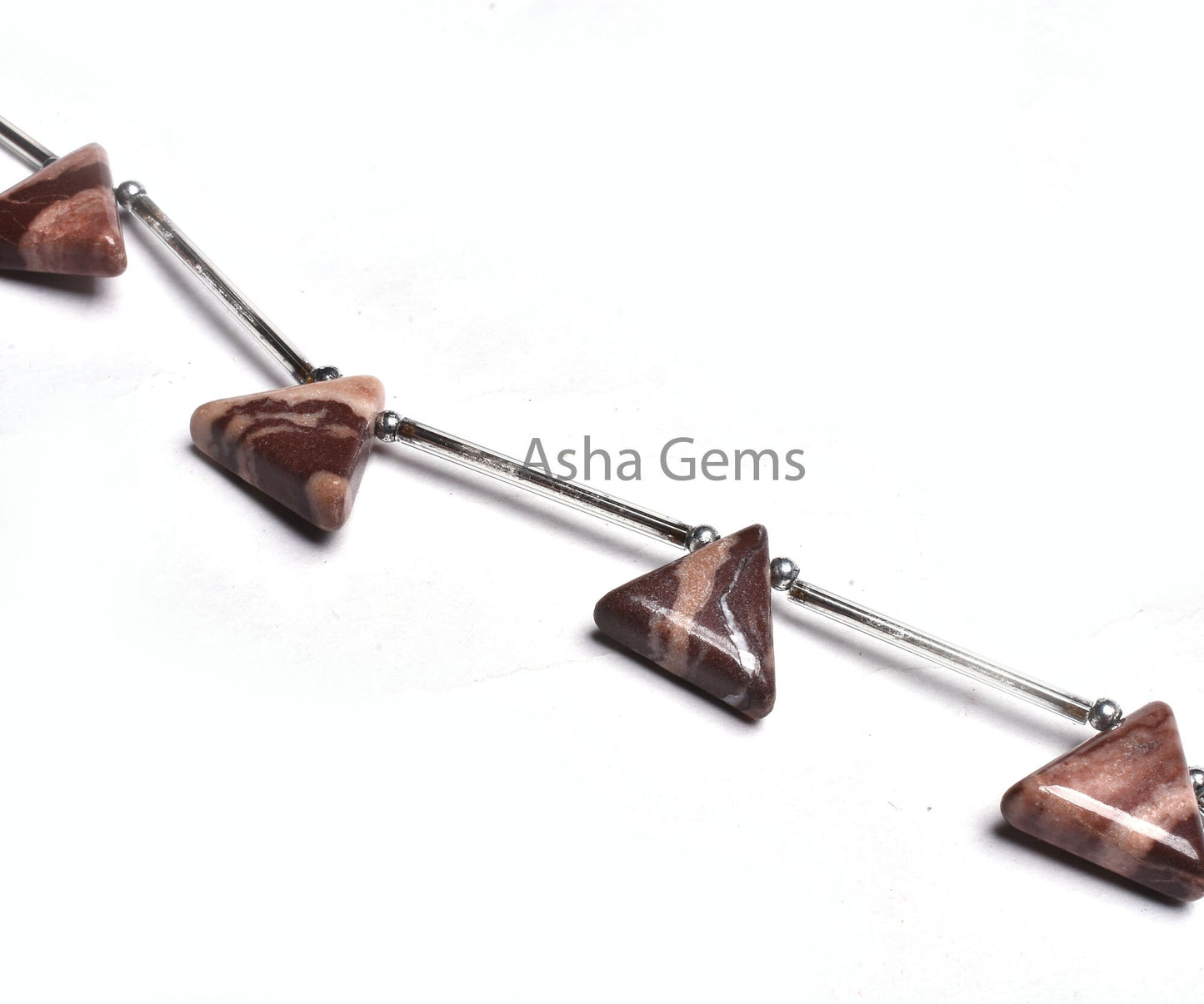 Shaded Brown Jasper Triangle Shape Beads,14-16 mm Picture Jasper Smooth Trillion Gemstone Side Drill Beads, Jasper Beads Jewelry making Sale