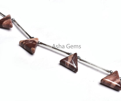 Shaded Brown Jasper Triangle Shape Beads,14-16 mm Picture Jasper Smooth Trillion Gemstone Side Drill Beads, Jasper Beads Jewelry making Sale