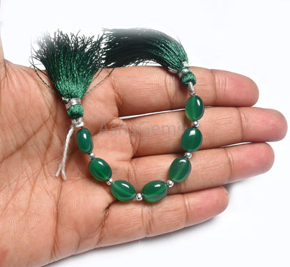 Beautiful Green Onyx Smooth Oval Shape Gemstone Loose Beads,8.5-11 mm Fine onyx Plain Handmade Oval Straight Drill Beads Jewelry Making SALE