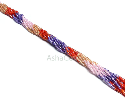 13" Strand Multi Color Zircon Faceted Rondelle Shape Beads,3mm Zircon Beads, Cubic Zirconia Faceted Beads, Multi Shaded Zircon Beads Jewelry