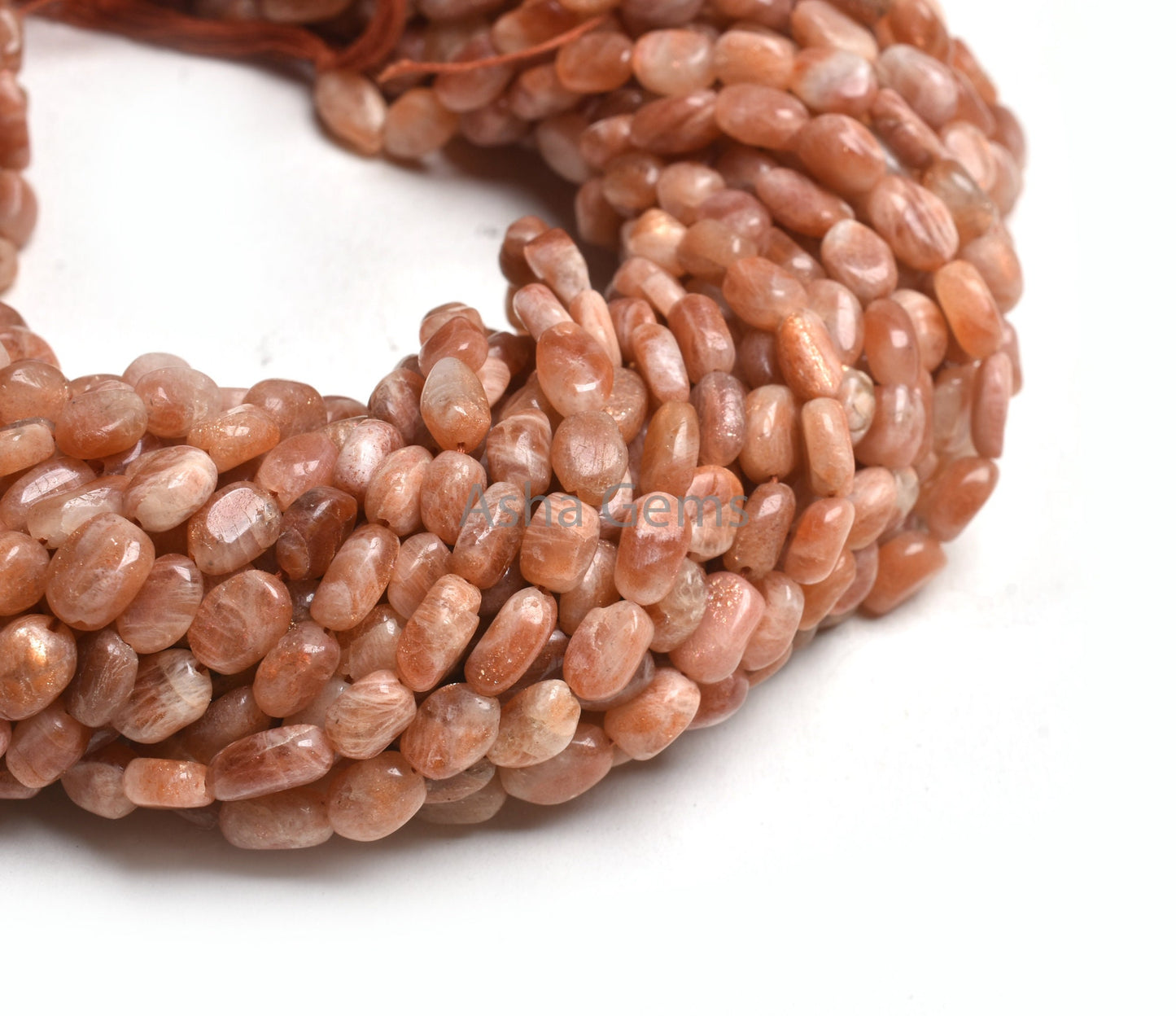 Natural Sunstone Smooth Nugget Gemstone Beads,13" Strand Red Sunstone Plain Handmade Uneven Oval Nugget Beads, Sunstone Bead Jewelry Crafts