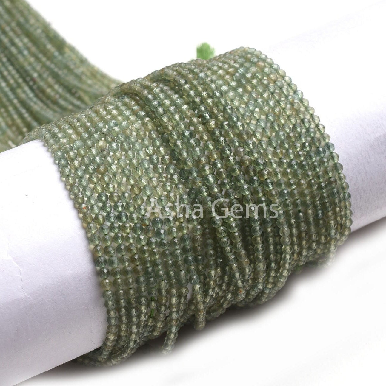 2.50 mm Natural Green Apatite Micro Cut Gemstone Beads, Fine Quality Green Apatite Beads, Apatite Machine Cut Faceted Rondelle Beads Jewelry