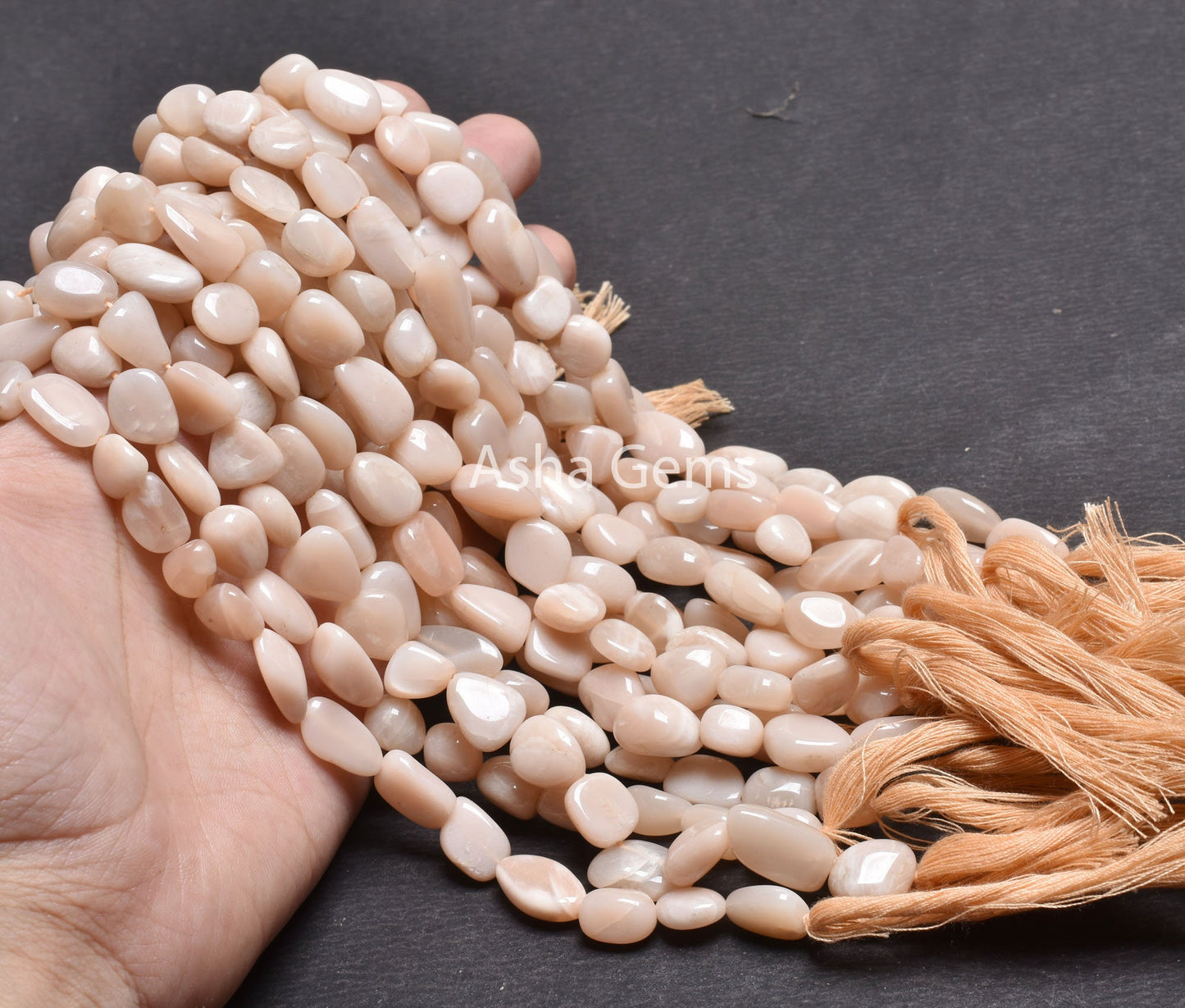 13" Strand Natural Peach Moonstone Nugget Shape Beads, Light Pink Moonstone Smooth Handmade Tumble Beads Jewelry Making Craft Moonstone Bead