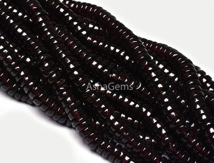 Natural Garnet Smooth Heishi Tyre Shape Gemstone Beads, Handmade Flat Beads, Red Garnet Plain Beads Garnet Beads For Jewelry Making Crafts