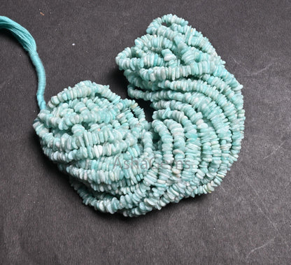 Natural Blue Amazonite Uncut Chip Beads Strand, Amazonite Smooth Raw Rough Flat Slice Gemstone Beads For Jewelry & Crafts (AG 22373)