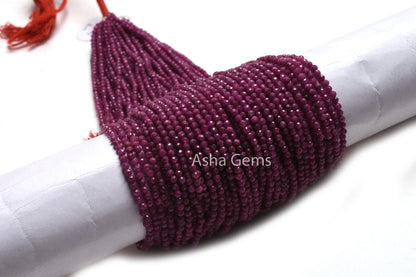3.2 mm Natural Ruby Faceted Micro Cut Beads, Fine Real Red Ruby Machine Cut Rondelle Gemstone Beads, Rare Genuine Ruby Bead Necklace Jewelry