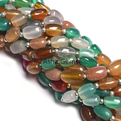 Fine Quality Multi Color Chalcedony Barrell Gemstone smooth Beads, Disco Chalcedony Uneven Handmade Fancy Shape Bead Jewelry Handicraft SALE