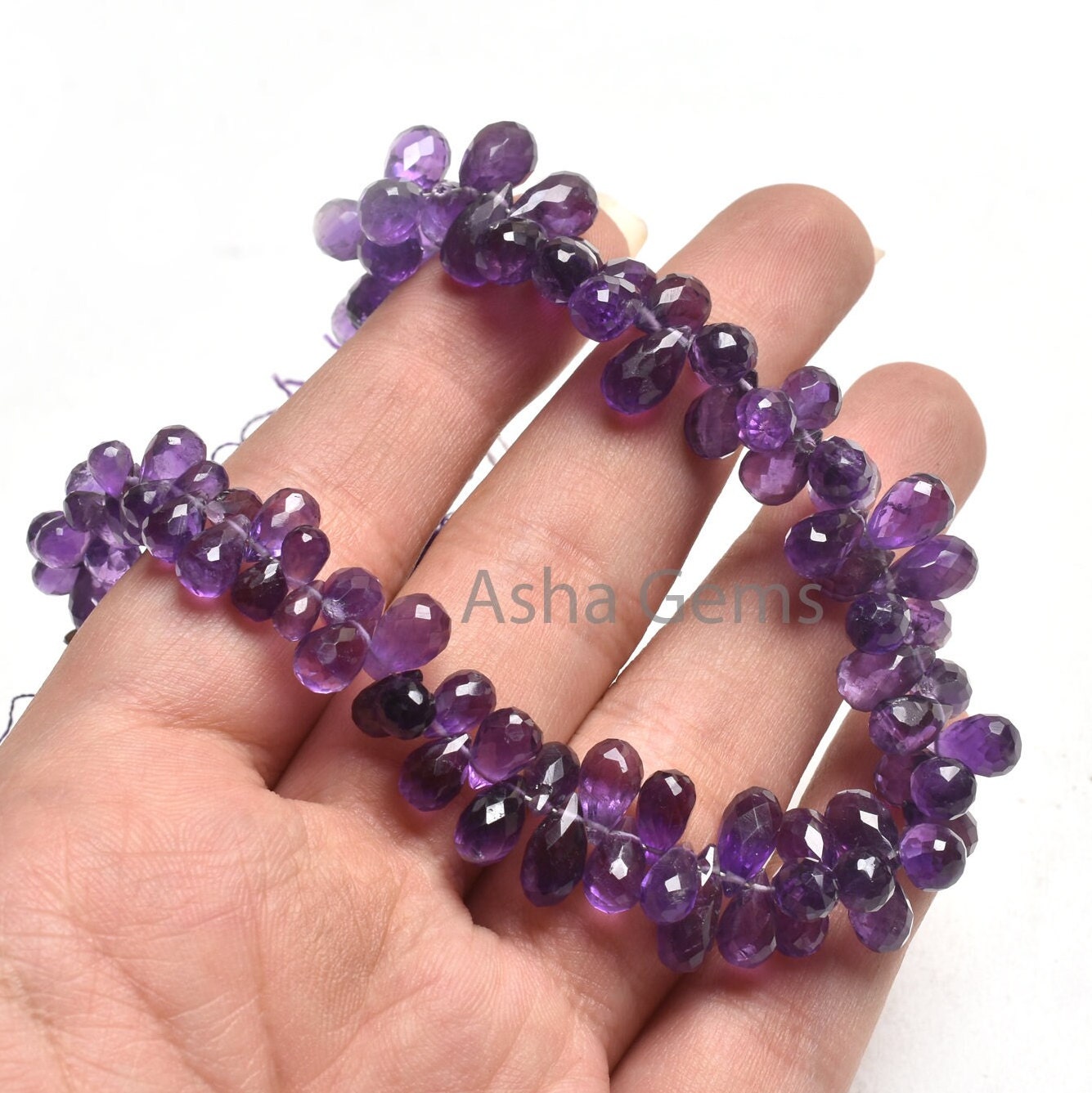 AAA Quality Natural Amethyst Faceted Drop Beads,5x7-6x9 mm Purple Amethyst Machine Cut Teardrop Gemstone Briolette,9" Amethyst Beads Jewelry