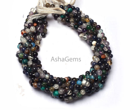 Multi Disco Smooth Round Ball Shape Beads,5 mm Mix Color Gemstone Round Beads,13" Strand Multi Color Plain Round Shape Bead For Jewelry SALE