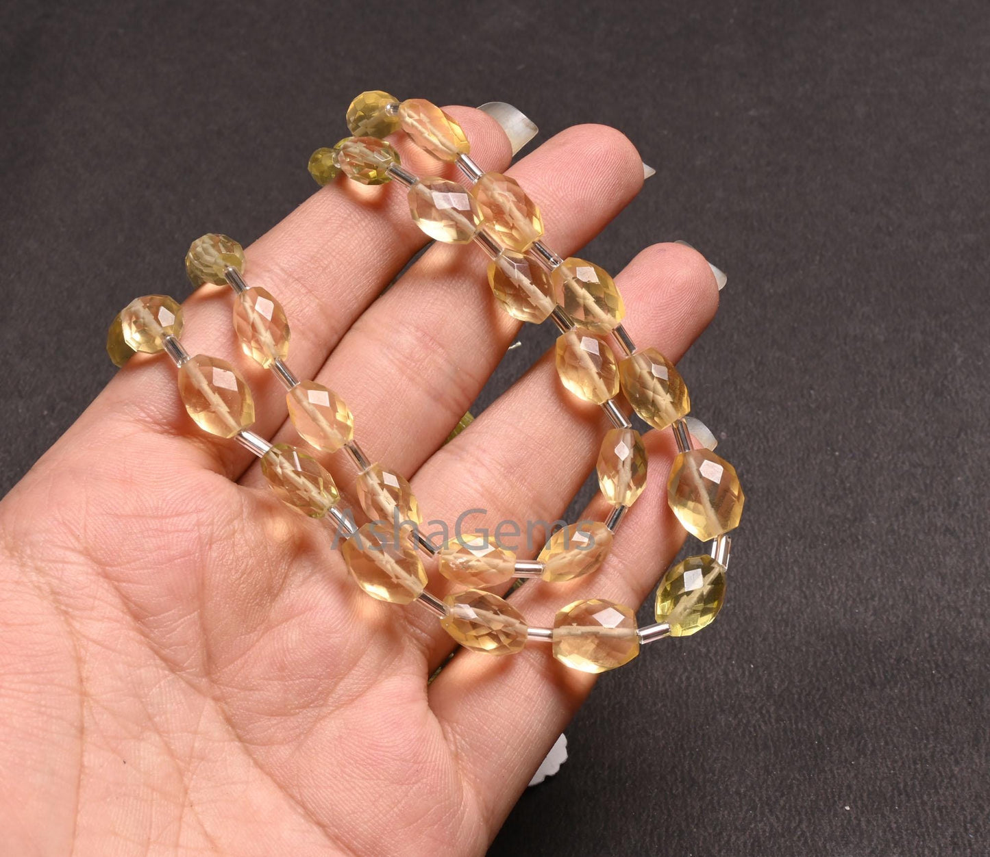 Fine Lemon Quartz Color Hydro Faceted Oval Checker cut Beads,10" Yellow Lemon Hydro Oval Briolette Straight Drill Beads Jewelry making Craft