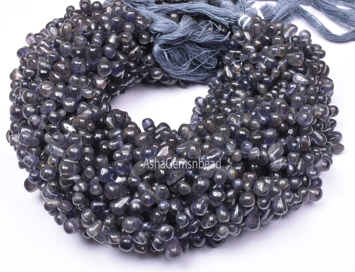 Beautiful Blue Iolite smooth Drops Shape Beads, Natural Iolite Side Drill Drops,13" Iolite Plain Teardrop Handmade Iolite Beads Jewelry SALE