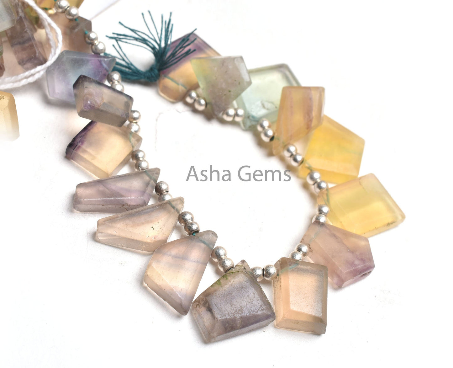 Multi Color Fluorite Fancy Slice Faceted Gemstone Beads, Natural Fluorite Uneven Flat Table Cut Fancy Side Drill Fluorite Bead Jewelry Craft