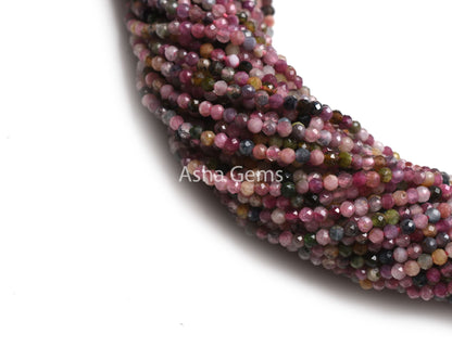 Beautiful Disco Tourmaline Faceted Micro Cut Rondelle Gemstone Beads, Tourmaline Beads,2.25mm Multi Tourmaline Machine Cut Bead Jewelry SALE