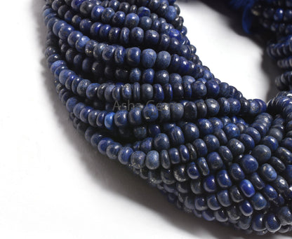 Natural Lapis Lazuli Smooth Rondelle Shape Beads,5.5,6mm Blue Lapis Plain Handmade Gemstone Loose Beads,12.5" Lapis Lazuli Bead Jewelry SALE