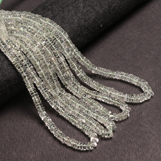 Fine Green Amethyst Flat Wheel Shape Smooth Hnadmade Beads, Natural Amethyst Heishi Tyre Gemstone Loose Beads, Amethyst Beads Jewelry making