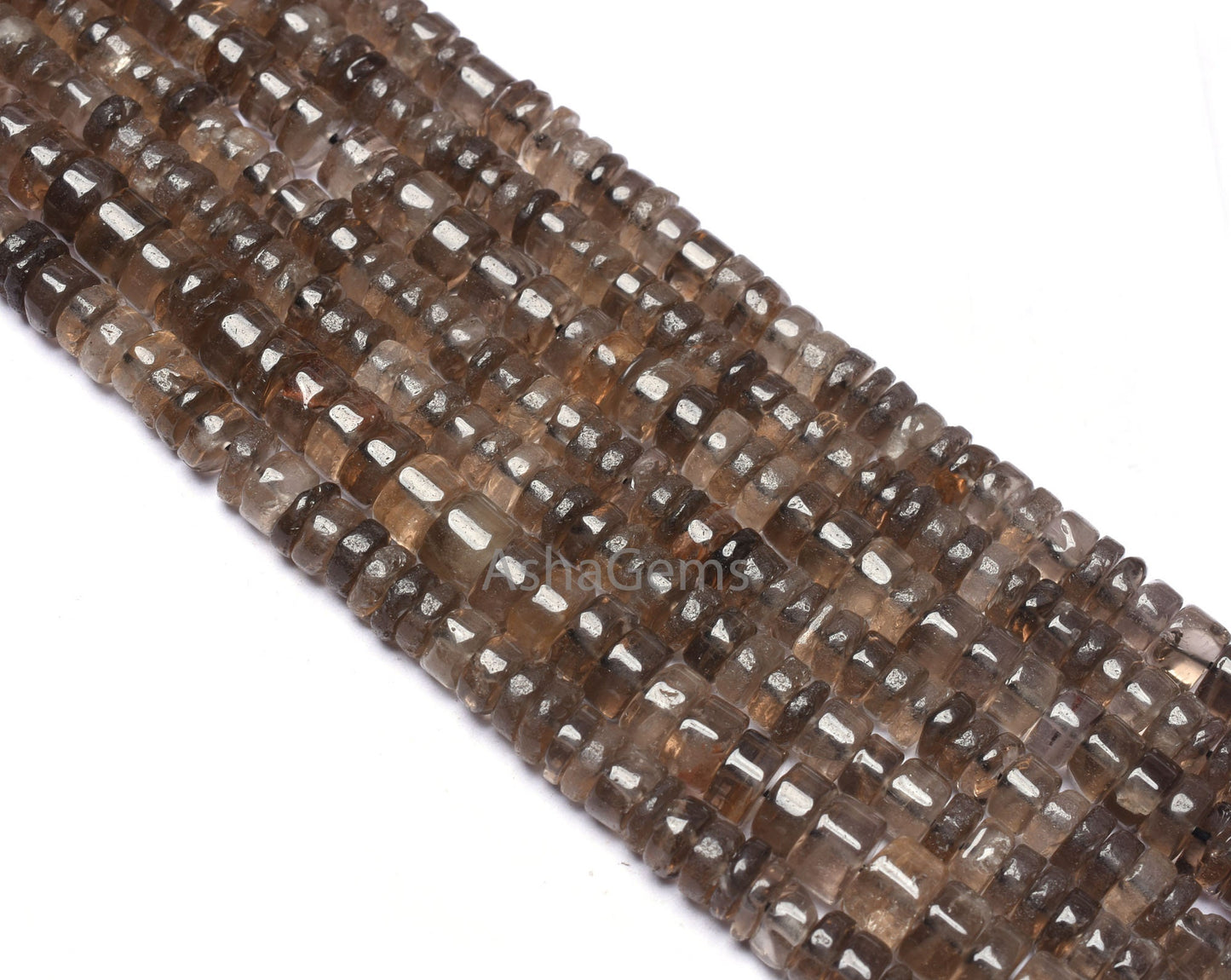 natural Smoky Quartz Smooth Tyre Gemstone Beads,13" Strand Smoky Plain Handmade Wheel Shape Beads, Smoky Beads For Jewelry Making Craft SALE
