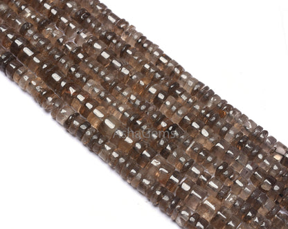 natural Smoky Quartz Smooth Tyre Gemstone Beads,13" Strand Smoky Plain Handmade Wheel Shape Beads, Smoky Beads For Jewelry Making Craft SALE