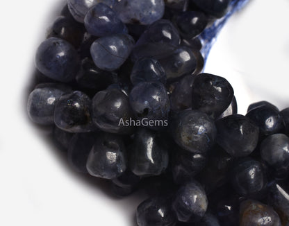 8 Inch Full Strand Blue Iolite Smooth Drops Shape beads, Natural Iolite Beads. handmade Teardrop Gemstone Bead For Jewelry Making Craft SALE