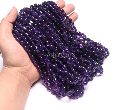 Natural African Amethyst Smooth Nugget Gemstone Loose Beads,16" Strand purple Amethyst Handmade Tumble Beads, Fine Amethyst Necklace Jewelry (AG 22297)