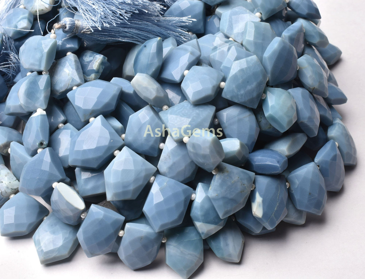 Blue Oregon Opal Faceted Fancy Shape Beads,8" Strand Blue Opal Gate Shape Beads,11-18mm Blue Opal Beads Gemstone Side Drill Beads Jewelry