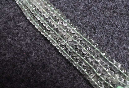 Beautiful Green Amethyst Faceted Rondelle Beads,10"Natural Amethyst Indian Machine Cut Gemstone Center Drill Beads, Green Amethyst Bead SALE