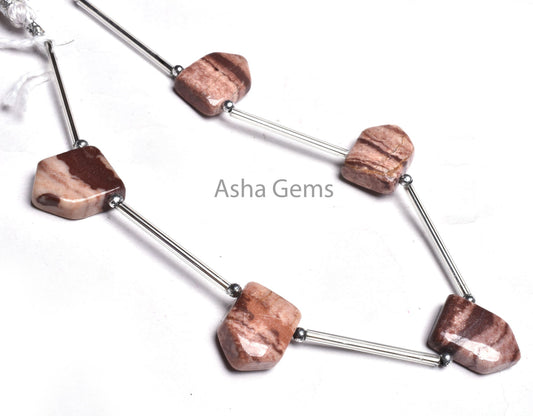 Brown Mookaite Jasper Fancy Gate Shape Beads, Natural Jasper Smooth Handmade Side Drill Gemstone Beads, Picture Jasper Bead Jewelry Makings