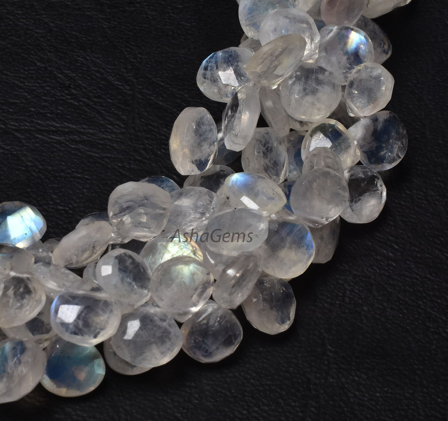Blue Fire Rainbow Moonstone Heart Shape Faceted Gemstone Loose Beads,6-7mm AAA Rainbow Moonstone Bead, Natural White Rainbow Heart Bead SALE