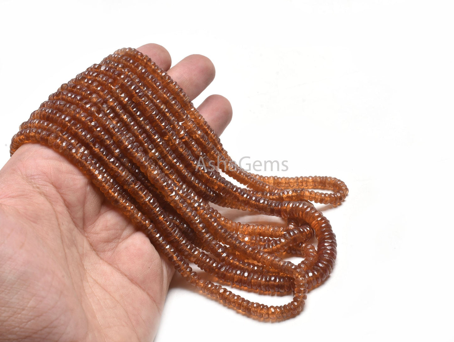 Beautiful Brown Garnet Faceted Flat Wheel Shape Gemstone Beads,17" Hessonite Beads, Natural Hessonite Garnet Heishi Tyre Bead Jewelry Crafts