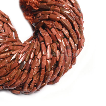 Beautiful Brown Sunstone Rectangle smooth Beads,12" Sunstone Twisted Fancy Long Rectangle Handmade Straight Drill Bead Jewelry making Crafts