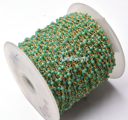 Beautiful Green Quartz Hydro Faceted Rondelle Beaded 3-3.5 mm Rosary Chain Gold Plated Roll Wire Wrap jewelry Making Craft Beads Chains SALE