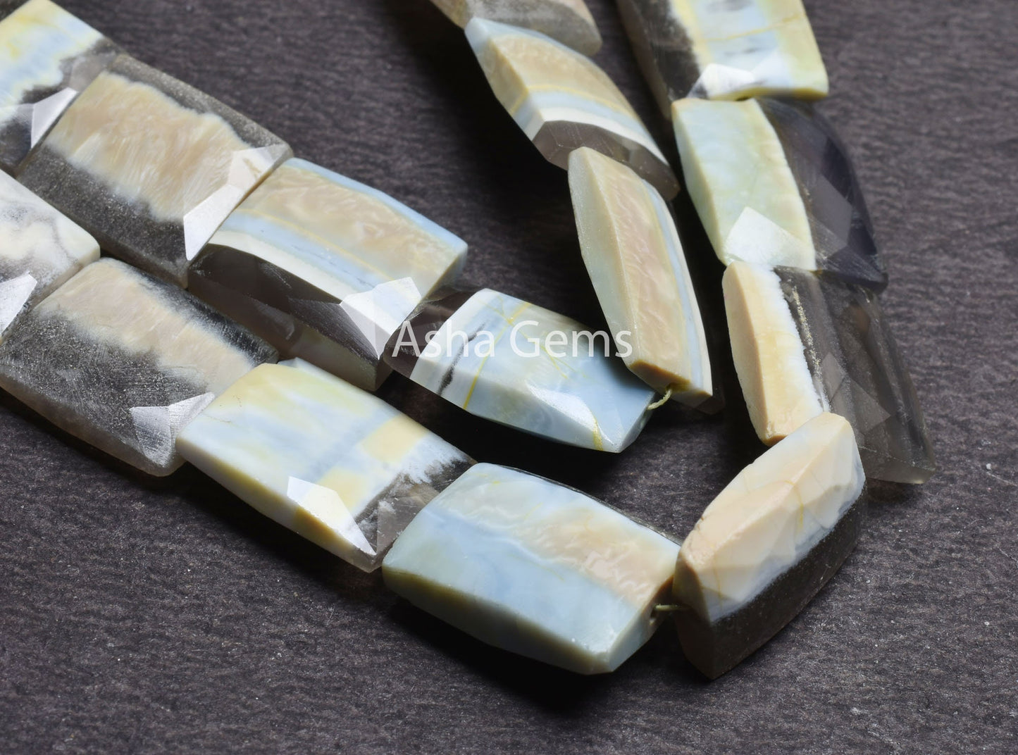 Beautiful Green Blue Boulder Opal Fancy Chiclet Shape Beads,8" Boulder Opal Faceted Rectangle Bead For Jewelry Craft, Boulder Opal Bead SALE