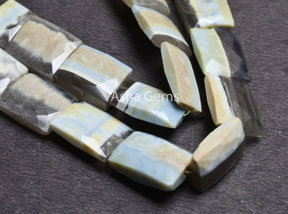 Beautiful Green Blue Boulder Opal Fancy Chiclet Shape Beads,8" Boulder Opal Faceted Rectangle Bead For Jewelry Craft, Boulder Opal Bead SALE
