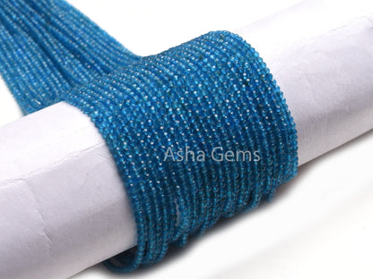 Super Top Quality Neon Apatite Micro Cut Beads,2.75mm AAA++ Apatite Faceted Machine Cut Rondelle Gemstone Beads, Neon Blue Apatite Bead SALE
