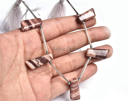 Natural Jasper Smooth Fancy Long Slice Gemstone Side Drill Beads, Picture Jasper Handmade Uneven 7 Shape Side Drill Bead Jewelry Making SALE