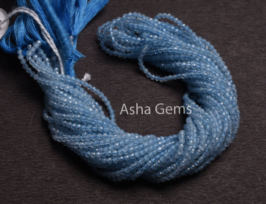 2 mm AAA Aquamarine Micro Cut Rondelle Beads,13" Strand Shaded Blue Aquamarine Machine Cut Gemstone Beads, Tiny Aquamarine Bead Jewelry SALE