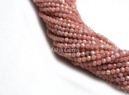 AAA Natural Rhodochrosite Micro Cut Faceted Beads,2.5 mm Pink Rhodochrosite Machine Cut Rondelle Gemstone Beads, Rhodochrosite Beads Jewelry